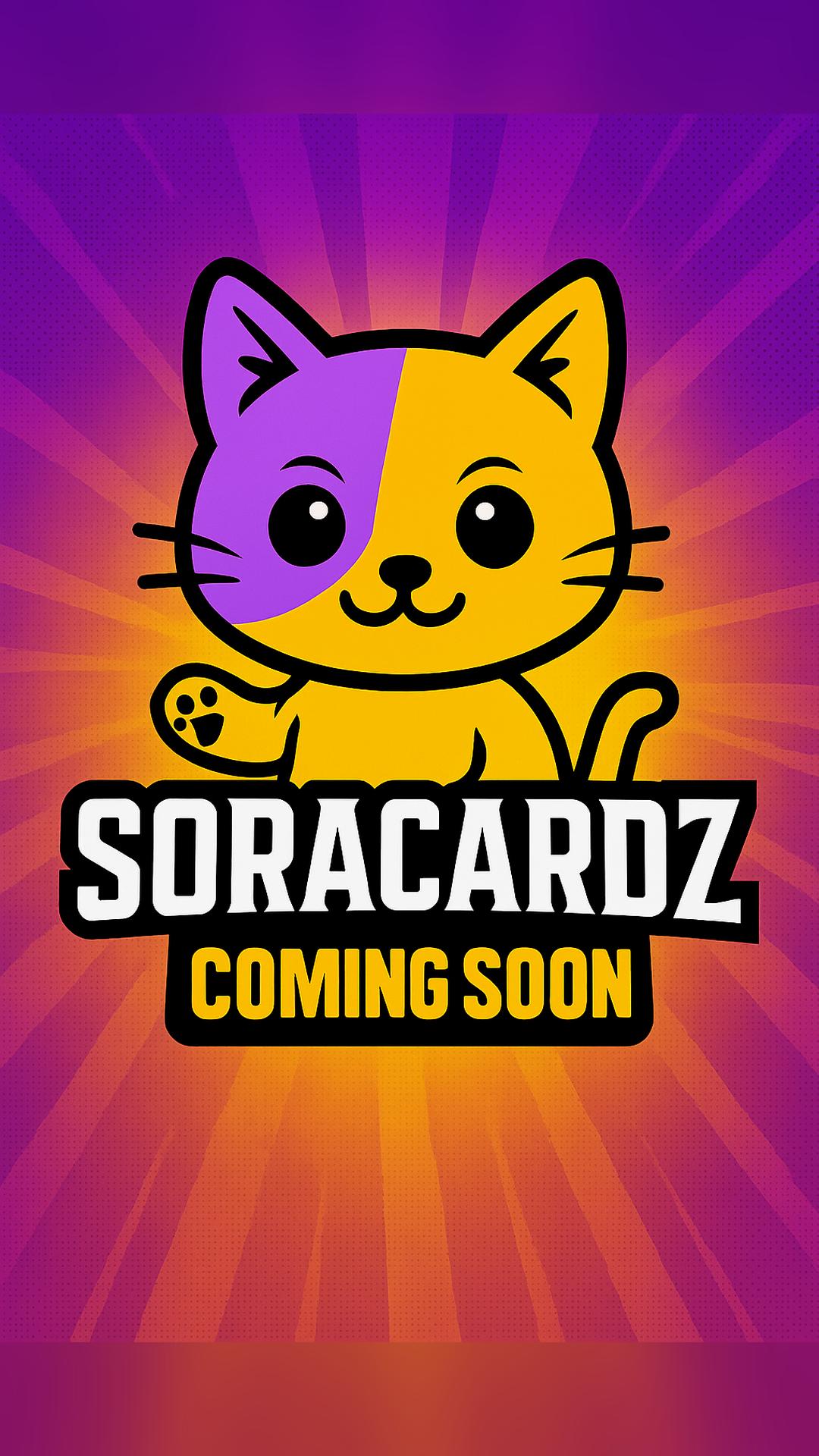 SoraCardz Maskottchen – die ikonische Katze im lila/gold Brandlook